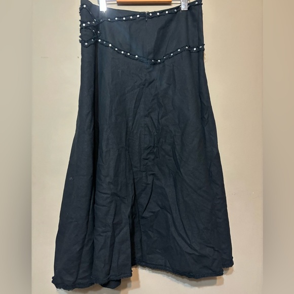 ICE Linen Viscose Studded Look Raw Hem Maxi Skirt - Picture 5 of 8